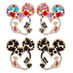 Disney Boho Mickey Mouse Hollow Out Design Cute Rhinestone Earrings Fashion Wedding Ear Stud Birthday Christmas Gift Jewelry