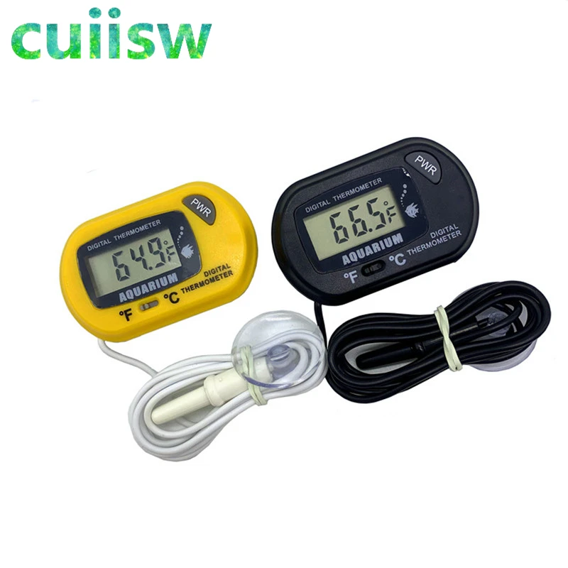 Digital LCD Aquarium Thermometer Waterproof Fish Tank Sensor with Probe Temperature Sensor Measuring Tool with Suction Cup