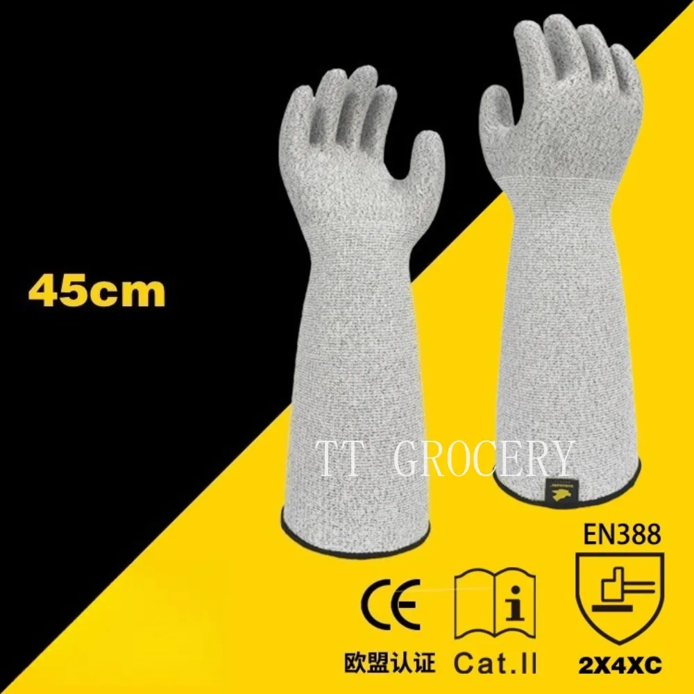 

45cm Cut-Resistant Arm & Wrist Gloves Level 5 Cut Wear Resistant | Ultra-Long Protection for Meat Cutting Fish Processing