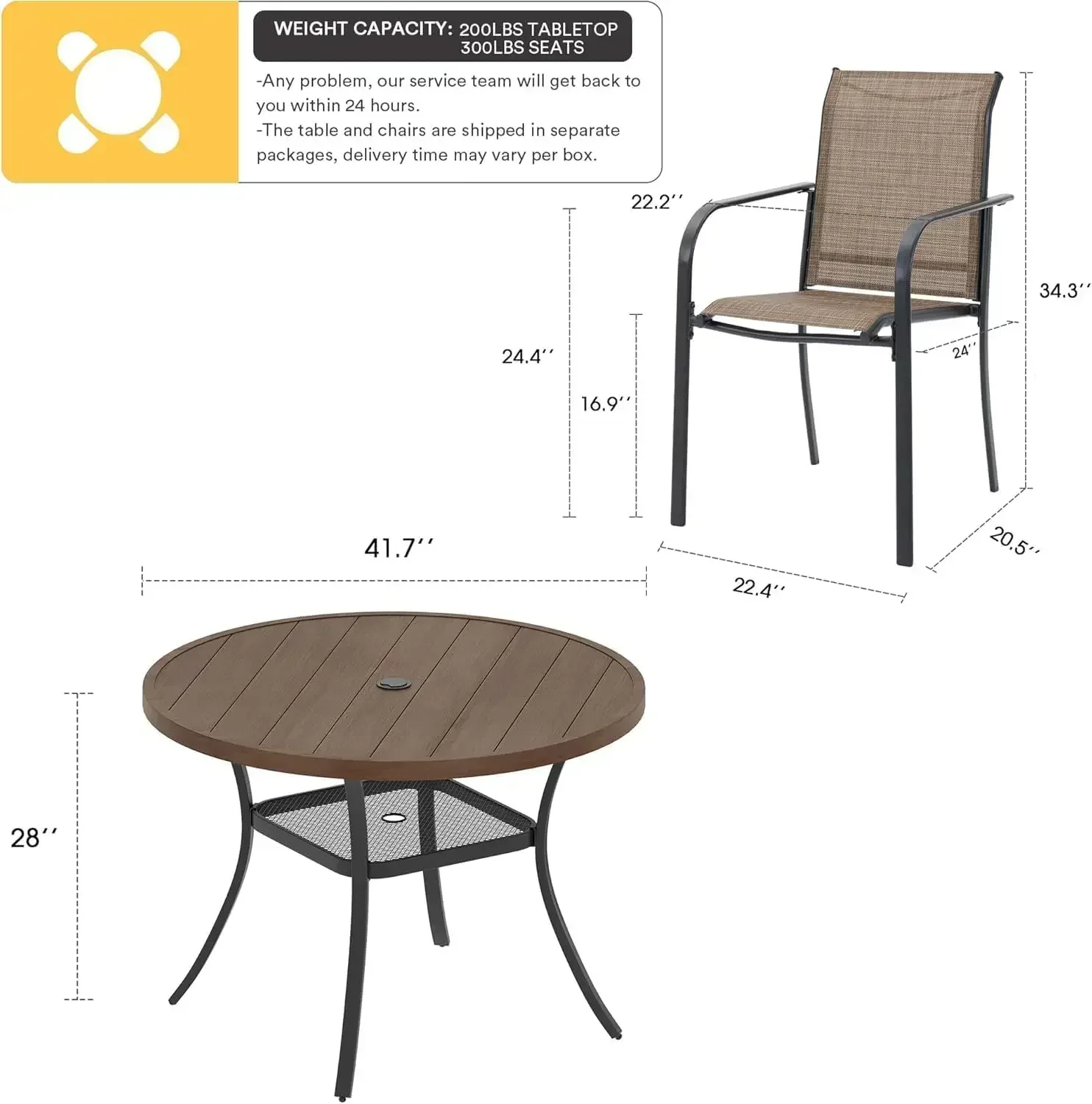 BestsellerBestseller5 Pieces Patio Dining Set, Outdoor Furniture Set Includes 1 Round Patio Table and 4 Sling Chairs