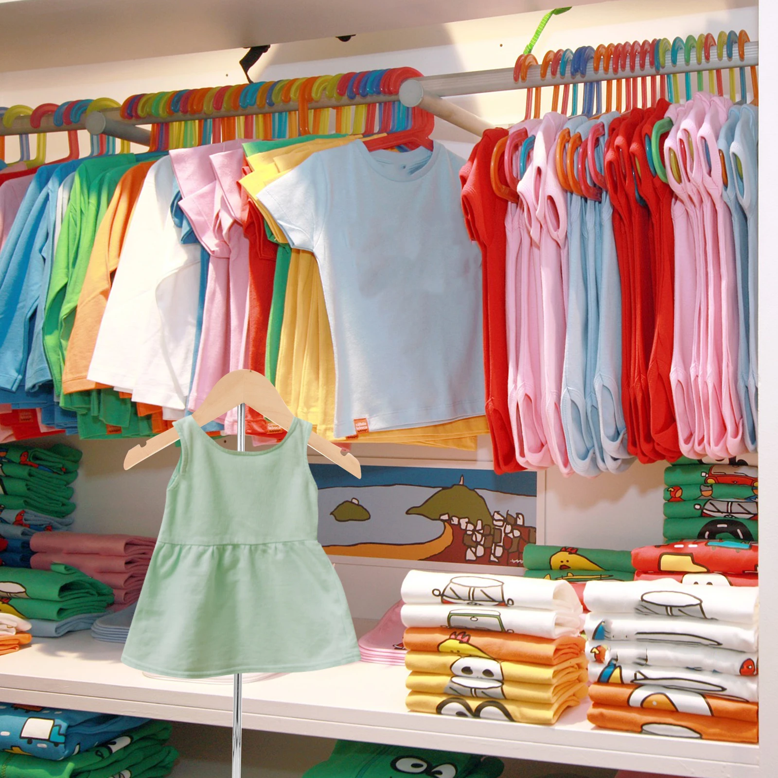 

Clothing Display Stand Rack Kids Hangers Racks Shirt Jacket T Shirts Clothing Store Props Adjustable Height Stable T Shape