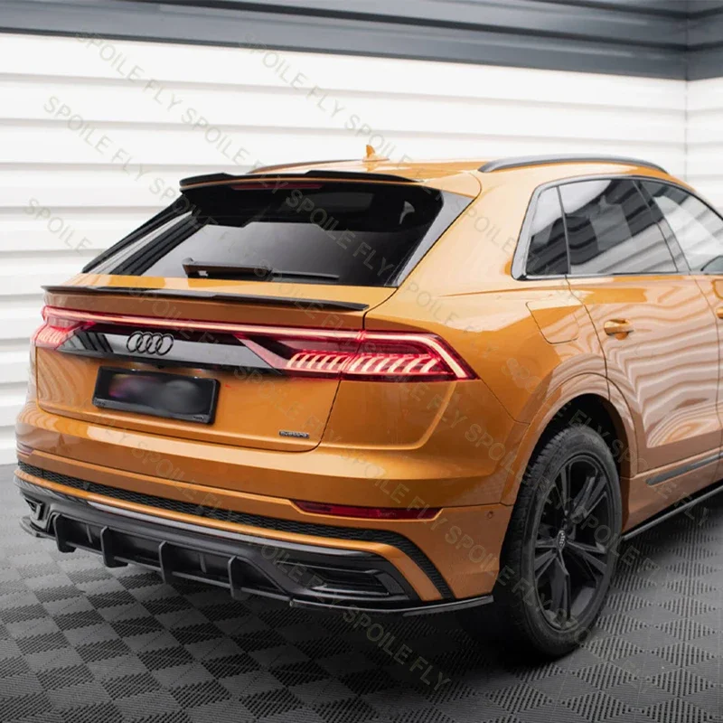 High Quality Body Kits Spoiler Bumper Lip Side skirts Set Glossy Black For Audi Q8 S-Line SQ8 MK1 2019 2020 2021 2022 2023