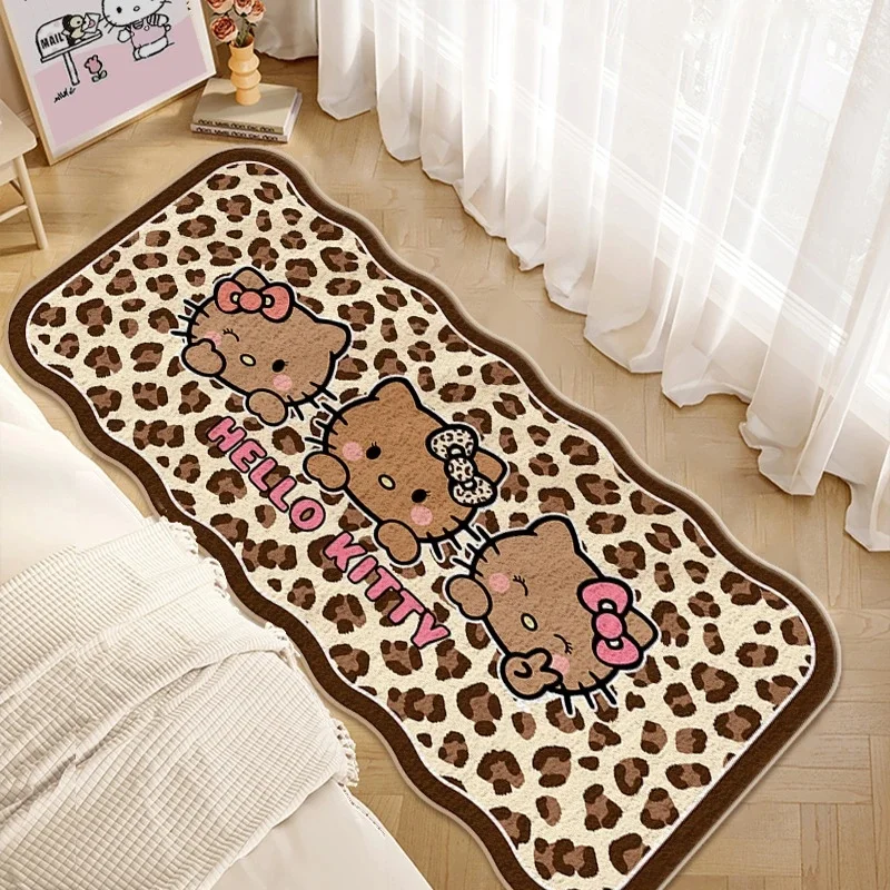 Kawaii Hello Kitty Long Fluffy Rug, Cashmere-like Bedside Mat with Silicone Back, Non-slip Carpet for Bedroom & Bay Window
