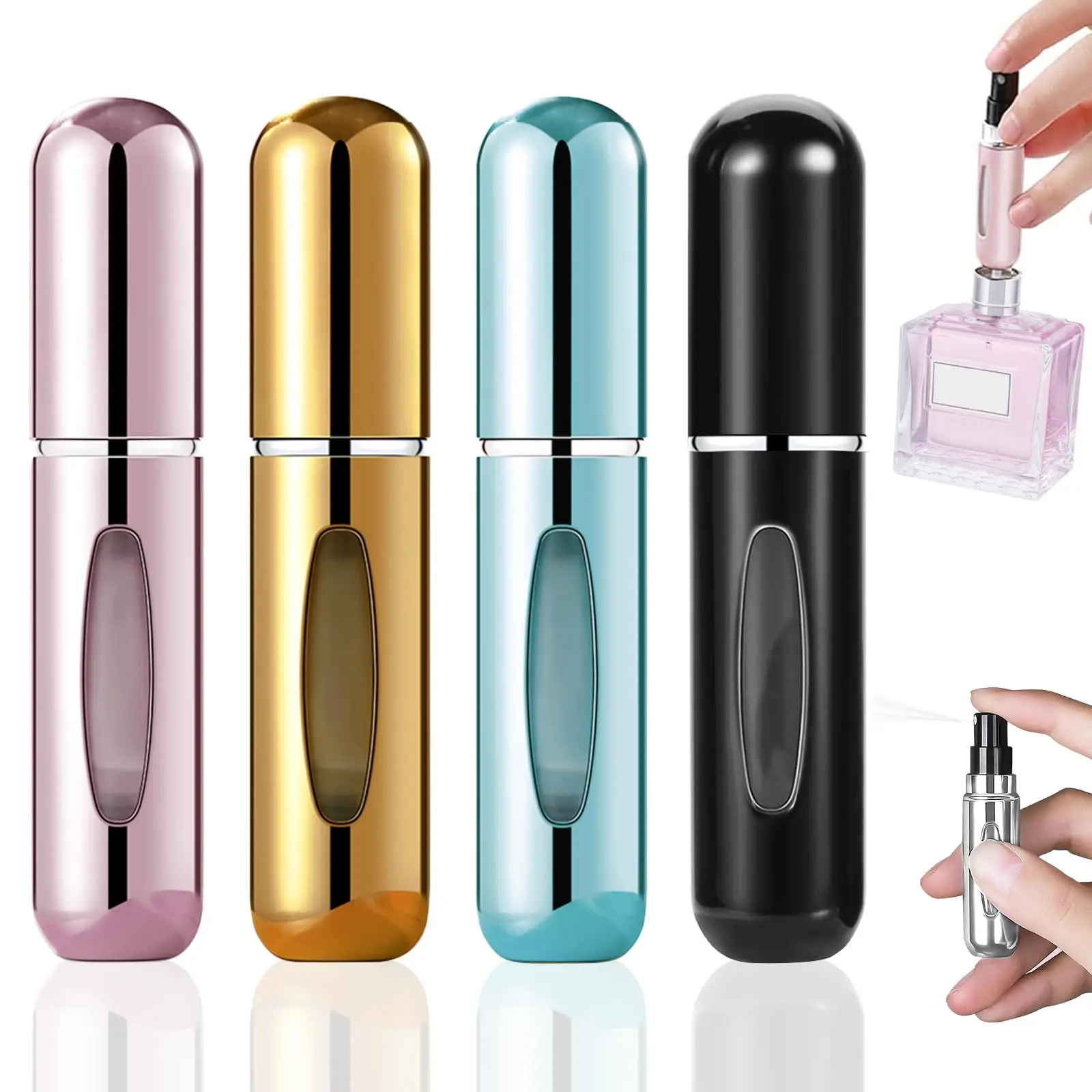 4Pcs Pocket Perfume Dispenser - Travel Perfume Bottle Refillable 5ml Spray Bottle - Perfume Travel Refillable Leak Proof