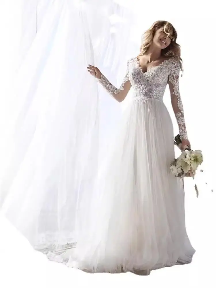 Faionable Long Sve Wedding Dr. 2024, maßgeschneidertes Kleid in Übergröße für Bräute, Ele Drapiertes Bal-Design, Sommer-Neuankömmling