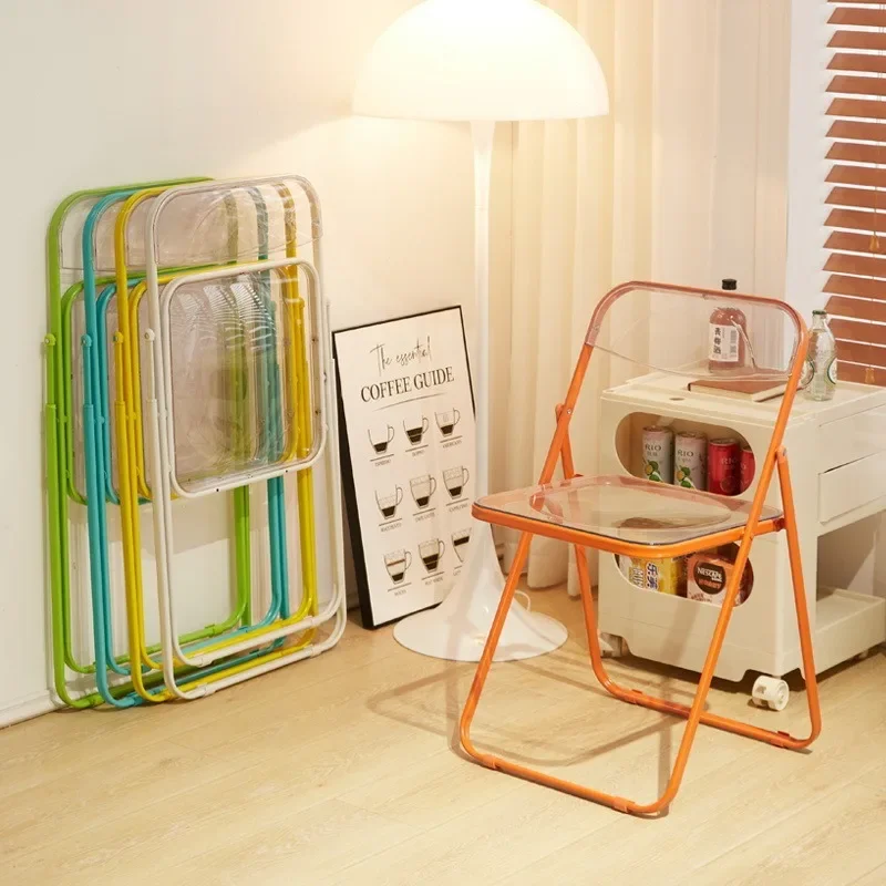 Transparent Folding Chair Cafe Photo Shoot Chair Home Dining Business Negotiation Chair Lounge Chair Dinning Chair Furniture