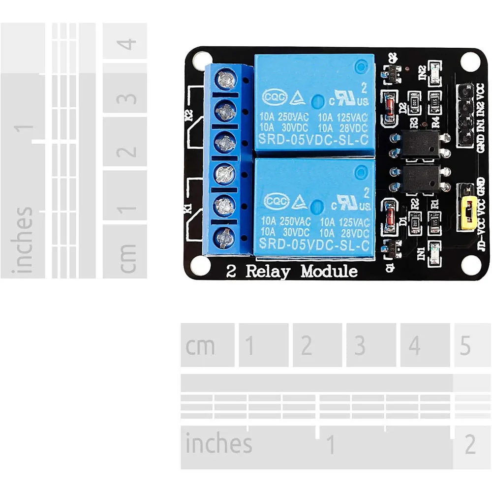 2-Channel 5V Relay Module with Optocoupler - Low Level Trigger for Arduino, Raspberry Pi & Microcontrollers
