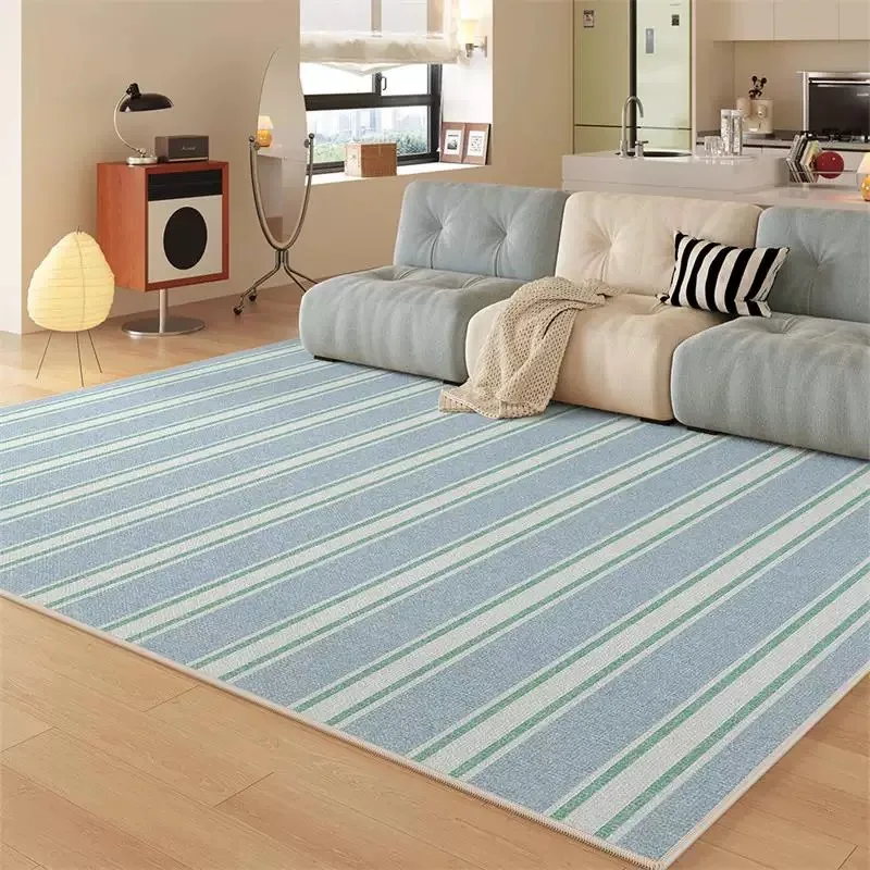Living Room Carpet Stain-resistant Wear-resistant Floor Mat Blue Striped Rug Bedroom Bedside Mats Large Size Home Decor Rugs