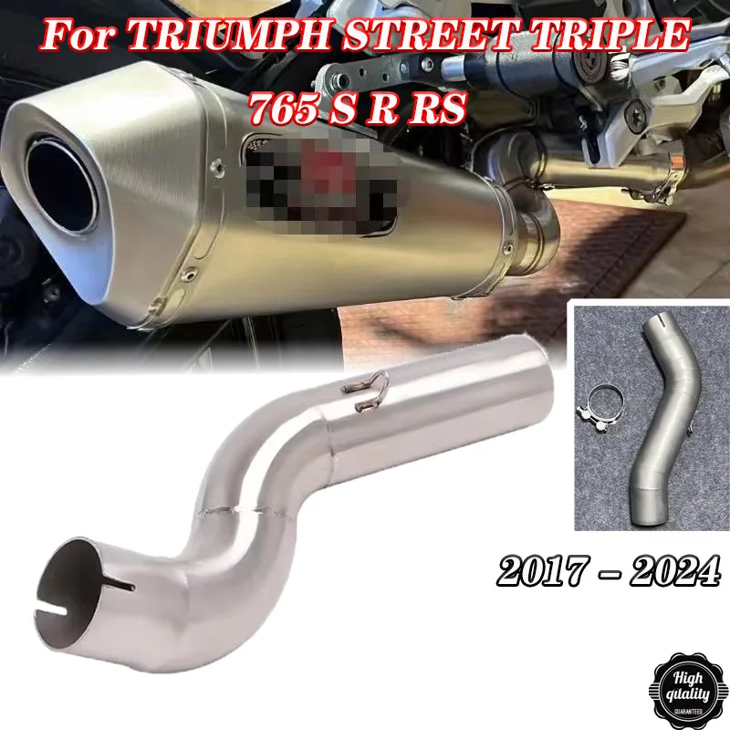 Slip On For TRIUMPH STREET TRIPLE 765 S R RS TRIPLE 765 2017 - 2024 Motorcycle Exhaust Escpae Moto Mid Link Pipe Connect 51mm