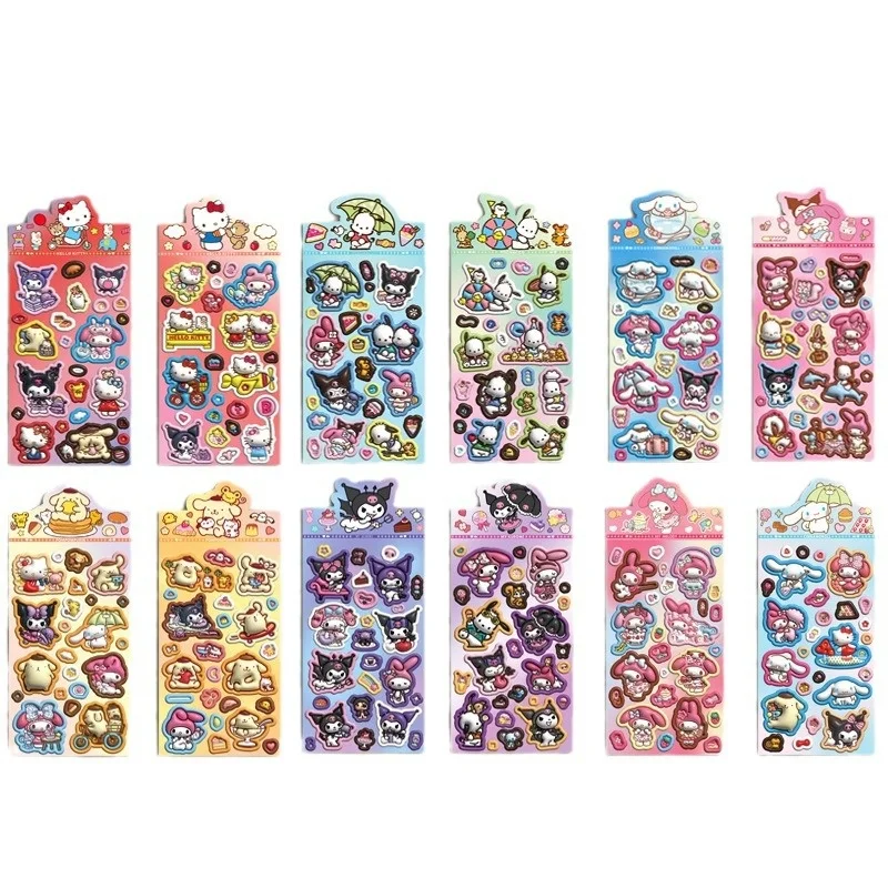

48pcs/lot Sanrio Kuromi Melody Cinnamoroll Kitty Sticker Cute Scrapbook DIY Diary Decorative Sealing Sticker Album Stick Label
