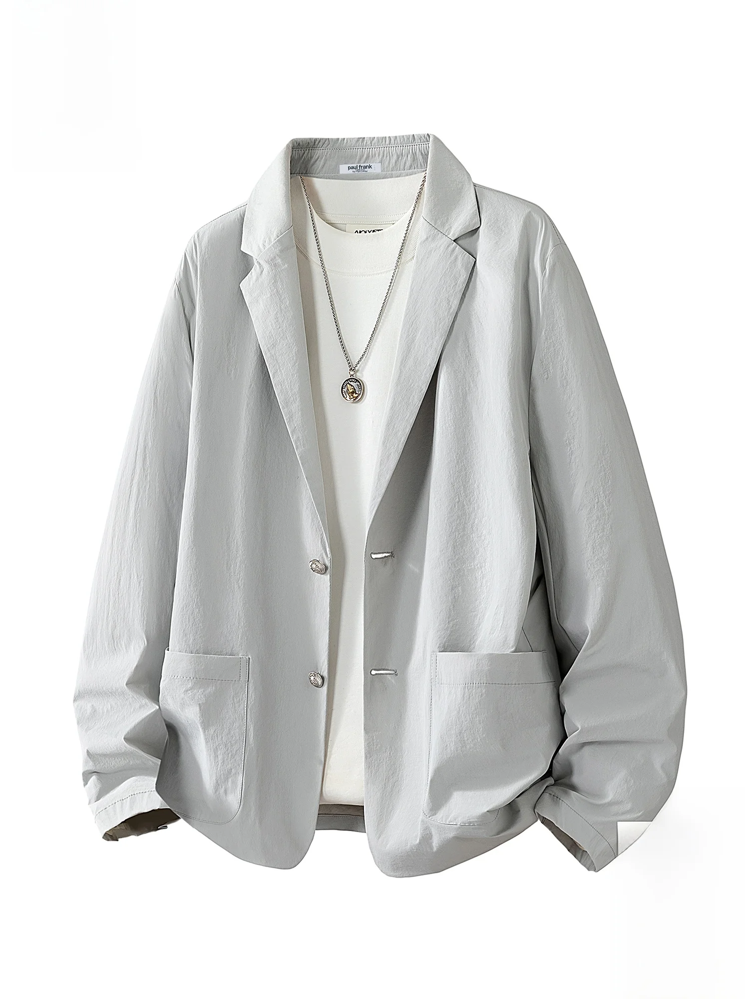 

Мужской повседневный пиджак Paul Frank свободного кроя, зимнее модное пальто с длинными рукавами и отложным воротником, из смеси полиэстера и нейлона, для повседневной носки