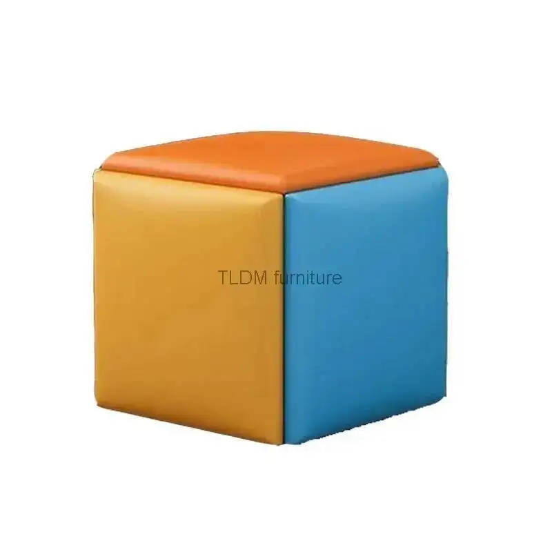 

Cube Living Room Ottomans Stool Multi Small Functional Stackable Combination Five In One Square Stool Banqueta Furniture WK