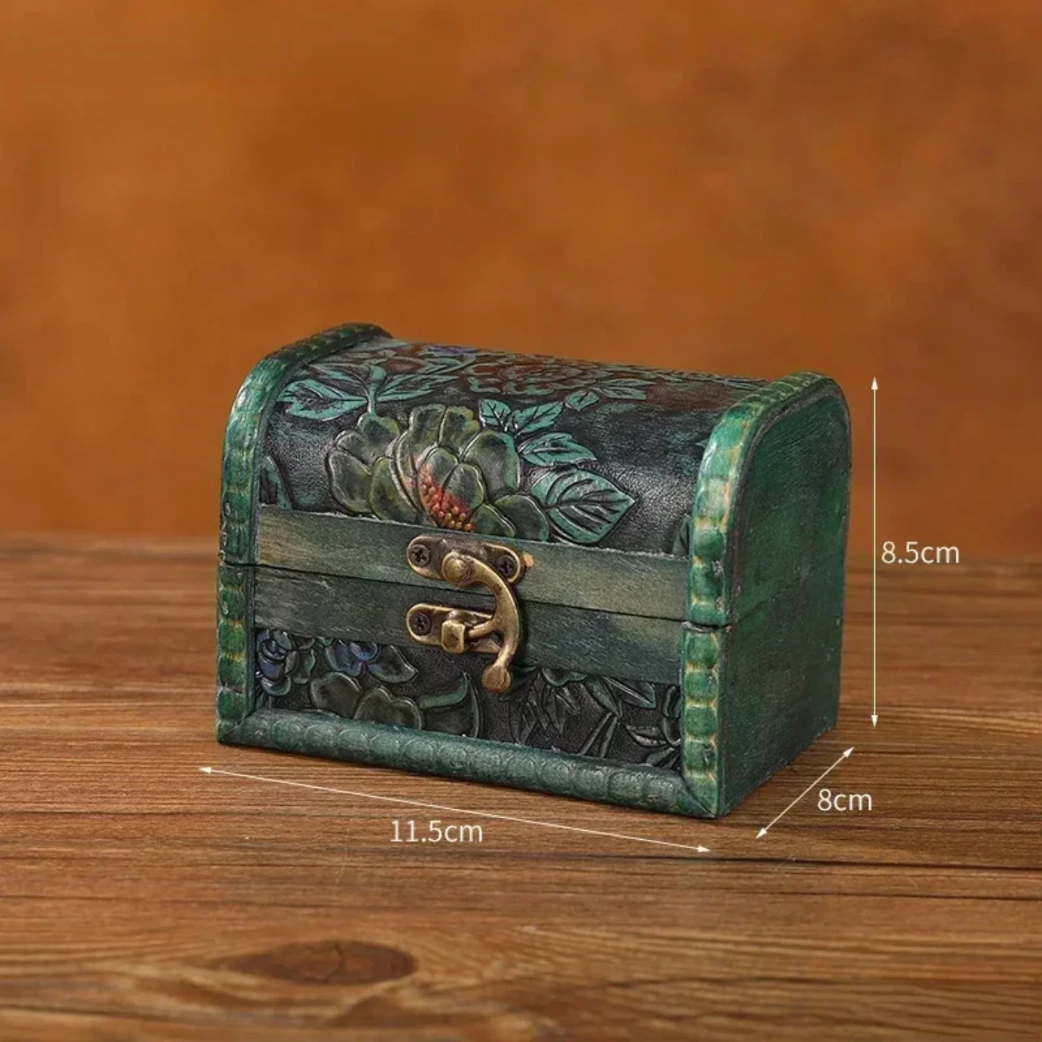 Camellia Print Leather Box Jewelry  Gift Packaging Retro Box with Lock  Organizer  Wooden Box  Jewelry Organizer Box