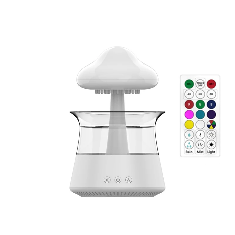 Rain Cloud Humidifier Diffuser With Remote,Water Drip Waterfall Lamp Mushroom Rain Sounds White Noise Air Humidifiers Durable