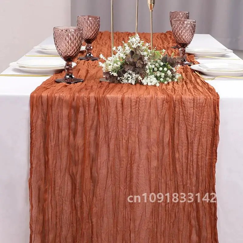 1/2/5/10/20Pcs Wedding Table Runner Terracotta Gauze Table Runner 35x120 Inch Boho Cheesecloth Table Runner Party Table Cover