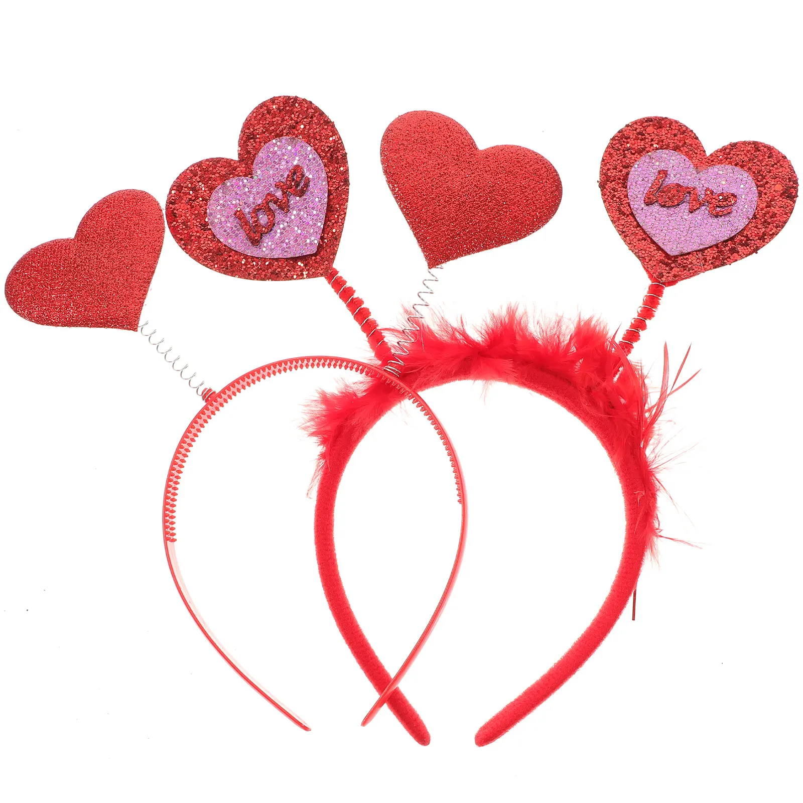 

2Pcs Heart Headb Women Valentine Girls Hair Accessories Love Headpieces Cupid Photo Prop New Years Party Supplies Birthday
