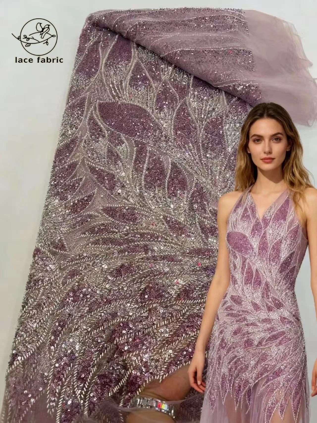 

Luxurious Nigerian African Beaded Lace Fabric 2026 High Quality Sequins Embroidery African French Lace Fabric For Sewing Dress