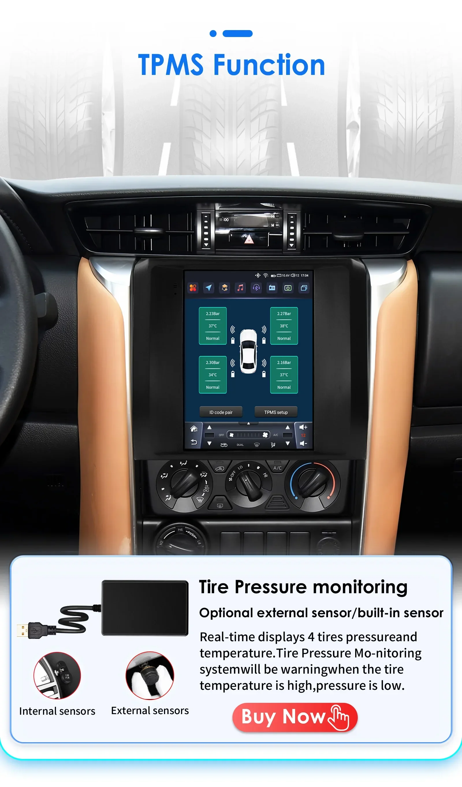 9.7 4G Wireless Carplay Android Auto Car Radio Multimedia for Toyota Fortuner / HILUX Revo 2015 - 2022 Video Player