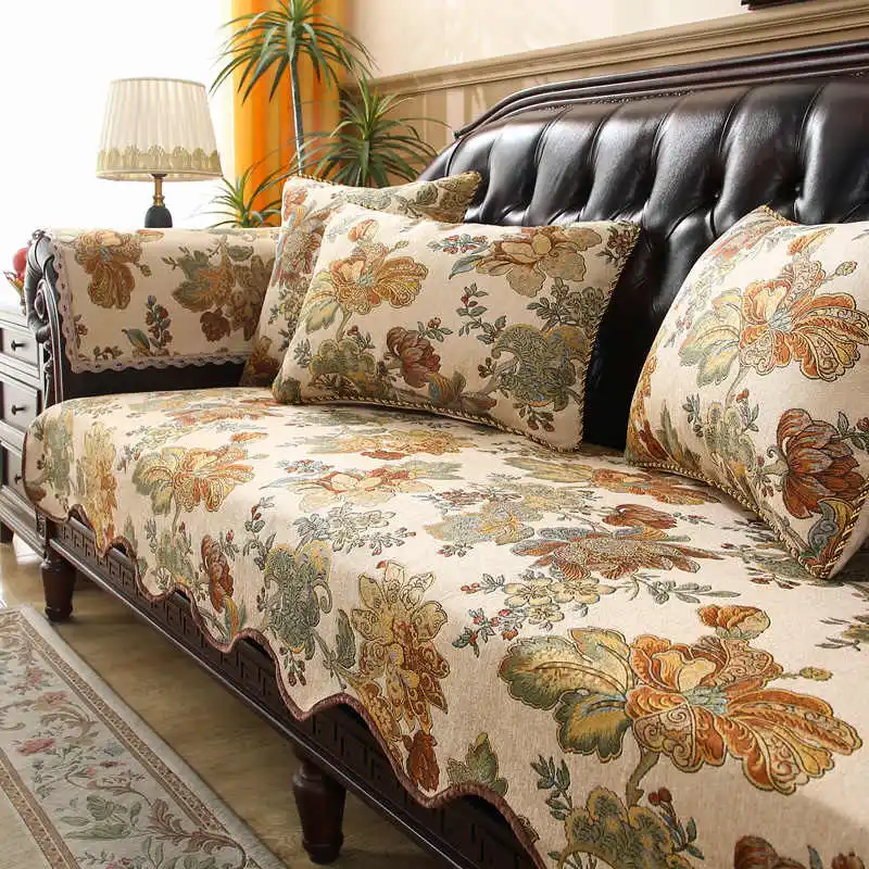 Luxury Jacquard Sofa Cover Living Room Couch Cushions Retro Seat Cover Home Decoration Anti-slip Chenille Sofa Protective Covers
