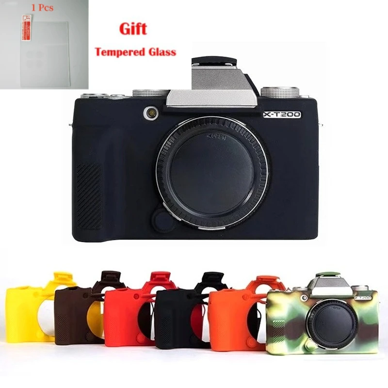 غطاء حماية من السيليكون، لغطاء سيليكون FUJIFILM Fuji X-T200 xt200، جراب ناعم للتصوير الفوتوغرافي بالكاميرا + فيلم مقسى مجاني