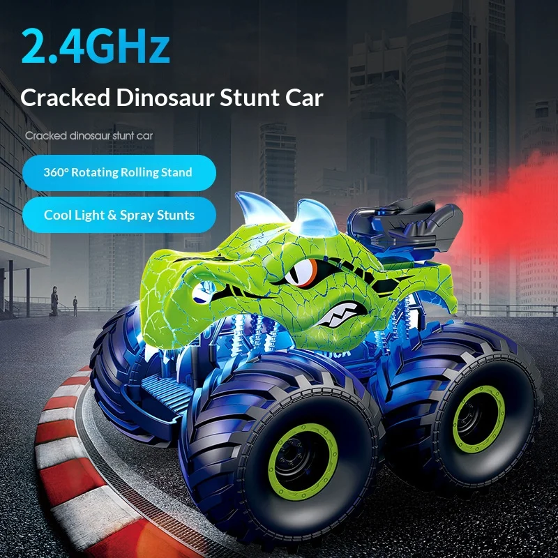 Crack Dinosaur Themed Remote Control Toy Car, With Spray and Light Special Effects Mountain Climbing Off Road Vehic