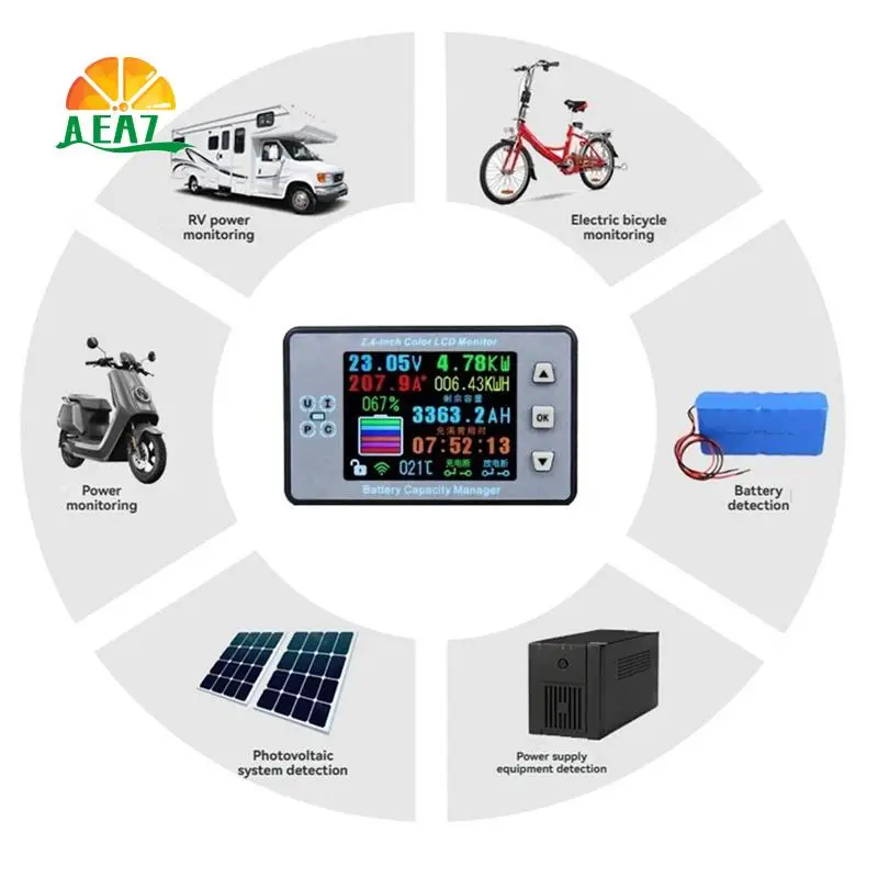 

AEA7-Wireless Bluetooth Coulometer Battery Capacity Tester Ammeter Voltmeter With 2.4Inch Color Screen For Electric Car RV