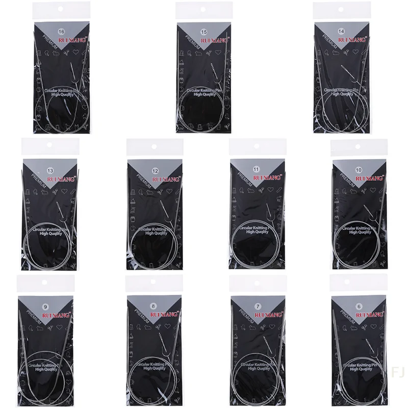 [YU]11Pcs/set 43/65/80cm stainless circular knitting needles size 6-16