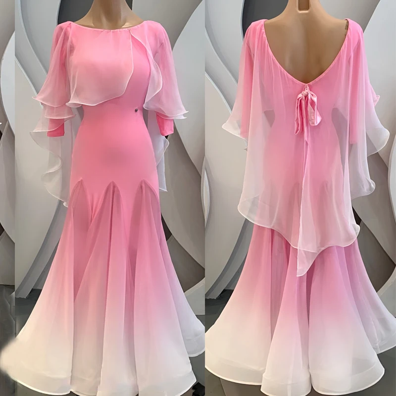 

Pink High-End Custom Modern Dancing Dress Ballroom Dance Competition Costumes Latin Dance Dress Stage Performance Wear SL7419