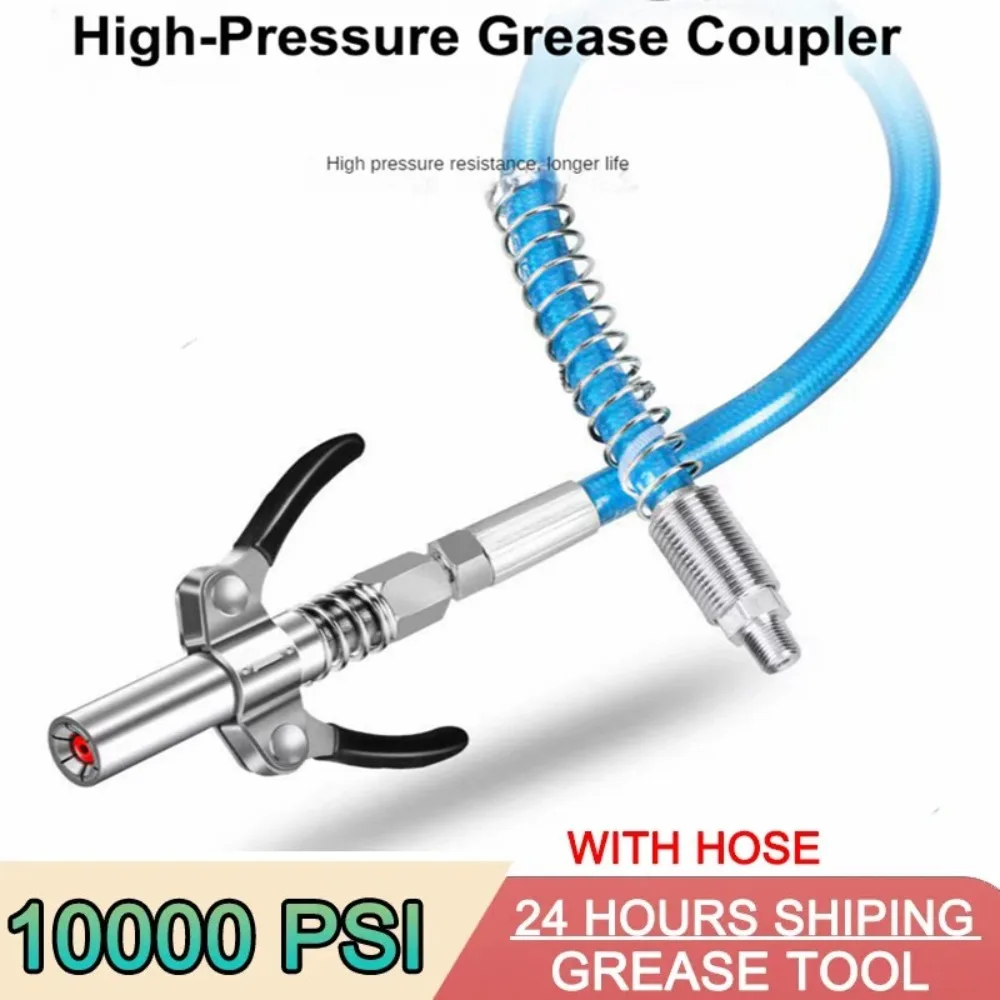 NPTI/8 10000 PSI Two Press Grease Coupler Heavy-Duty Quick Release Grease Gun Coupler Easy To Push Accessories