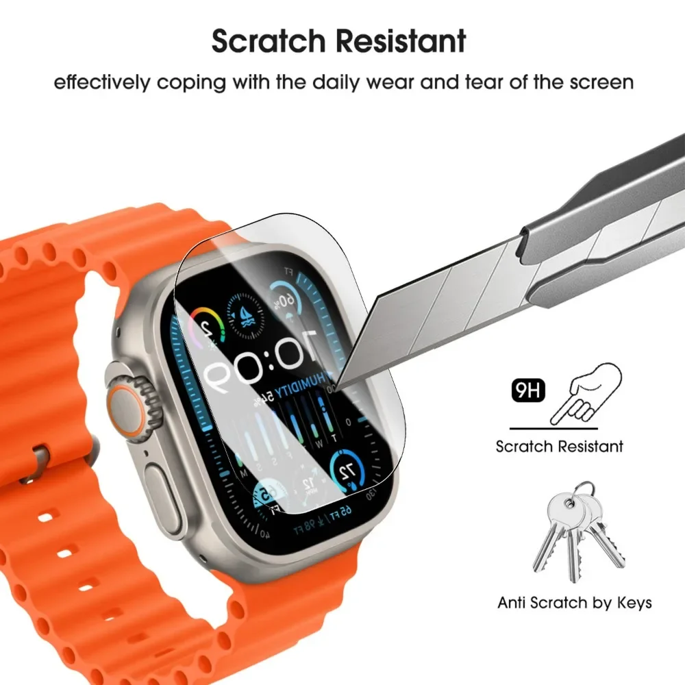 Easy Installation HD Glass for Apple Watch Ultra 3/2/1 Screen Protectors with Auto-alignment Installation Tool for Apple Watch