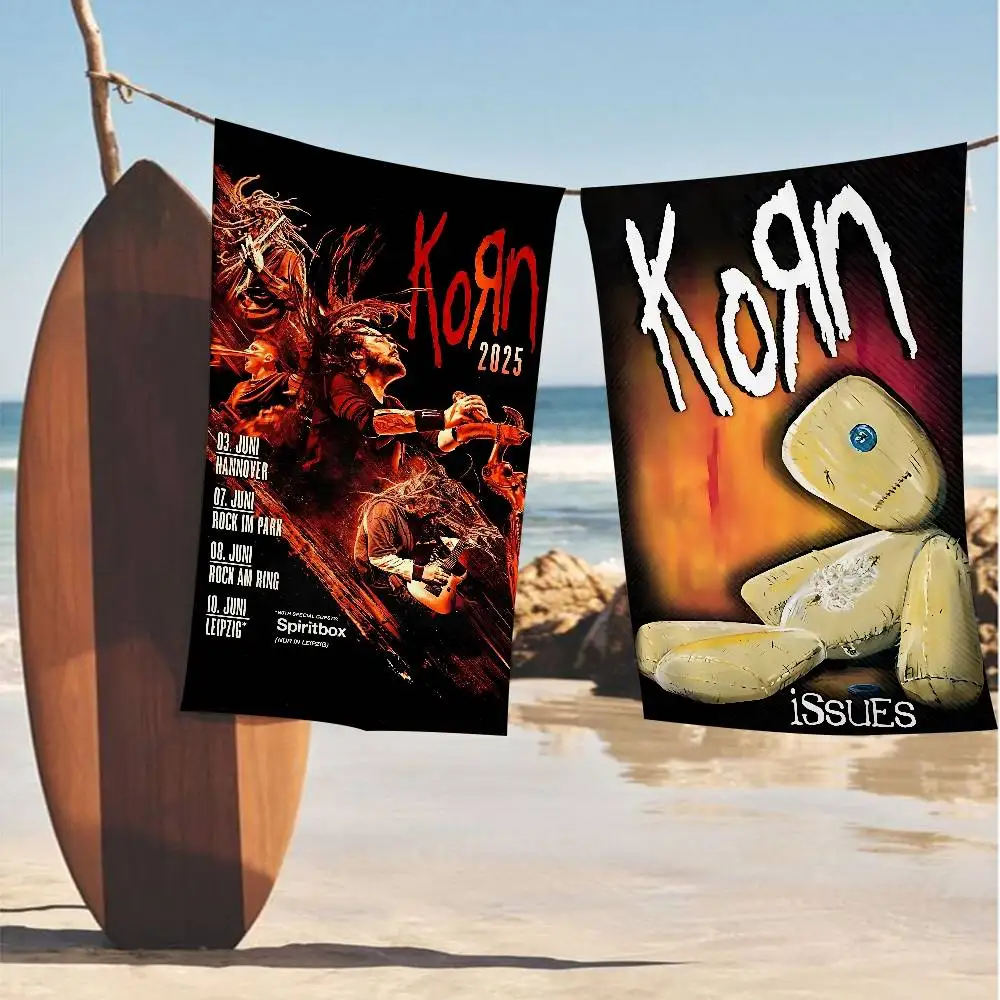 K-korn-Rock Band Music Microfiber Printed Beach Towel Mountain Climbing Yoga Beach Swimming Running Absorbent Soft Towel