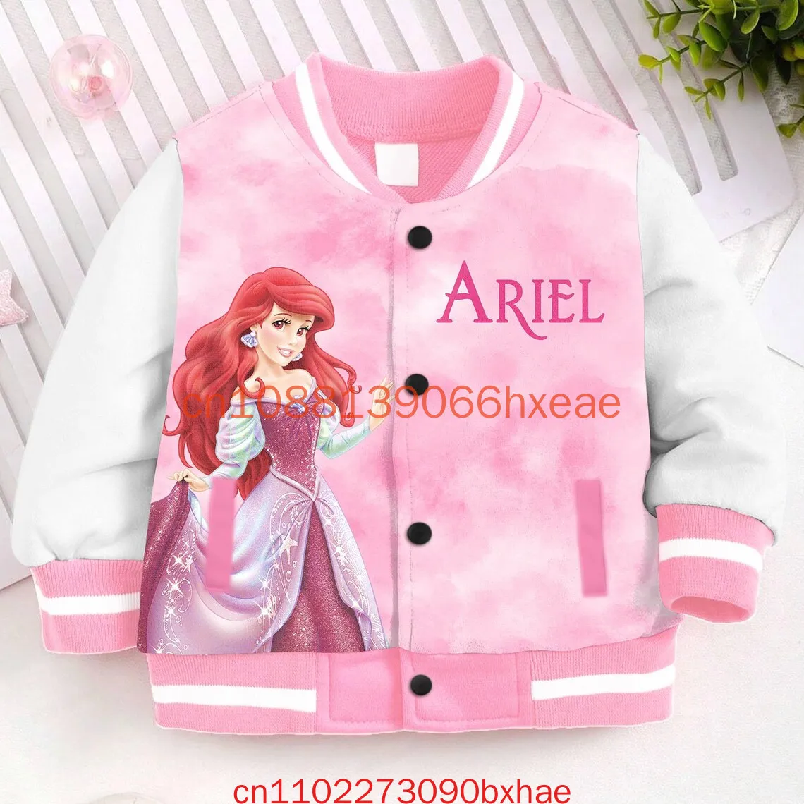 

Disney Ariel Sebastian Flouder Locket Coquette Bow Kids and Youth Baseball Jacket 3D Printed Halloween Baseball Jackets