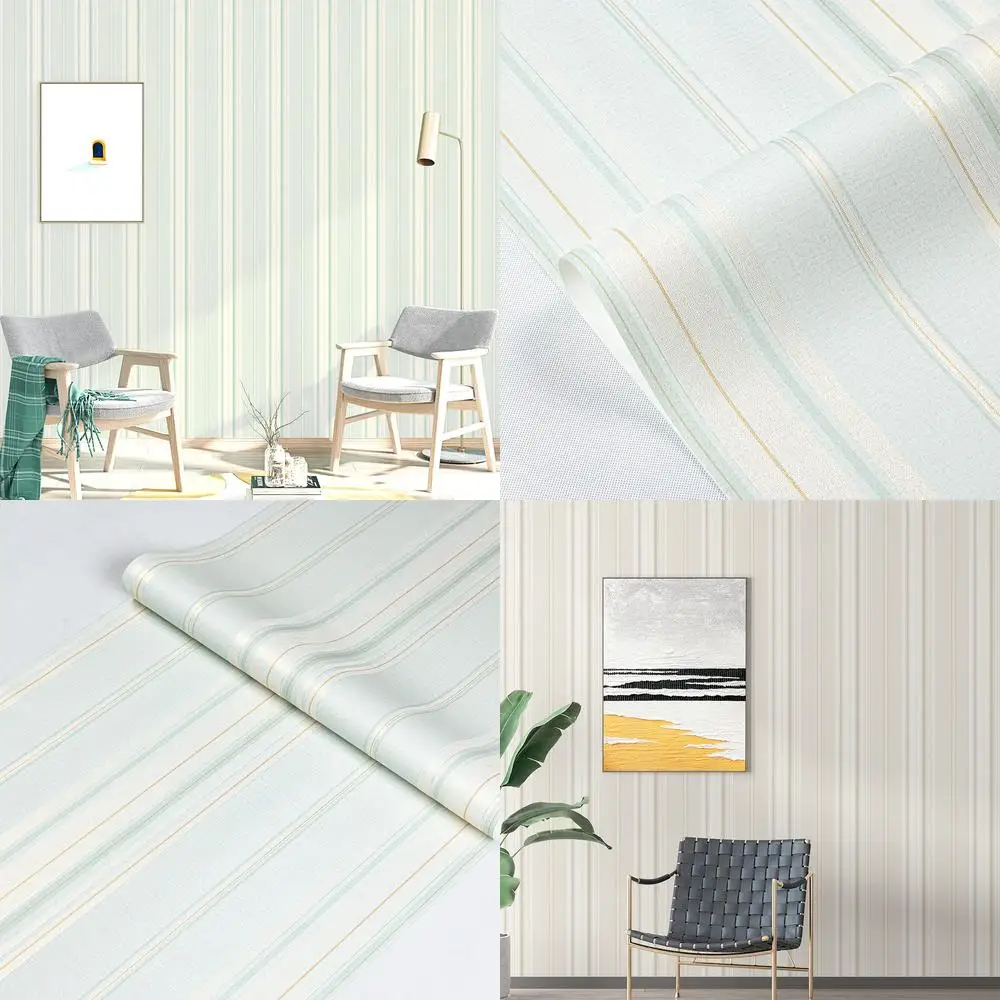 3D Simple Vertical Stripe Wallpaper for Living Room Bedroom Kids Room Light Blue Full Coverage Non Woven Embossed Textured Wallc