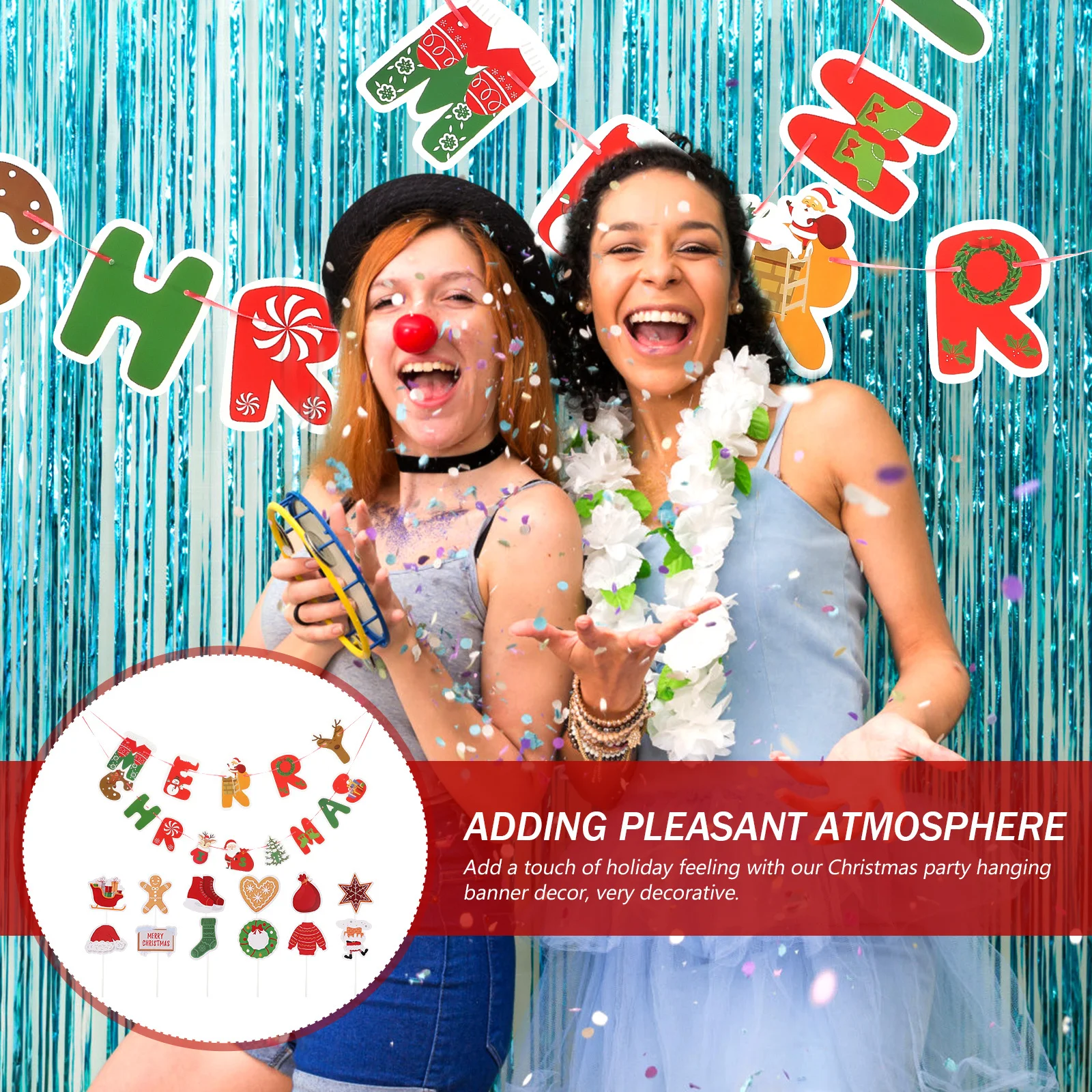 

1Set Christmas Hanging Paper Banner Decorations Party Cake Picks Christmas Party Decor Xmas Banner for Home Cake Picks