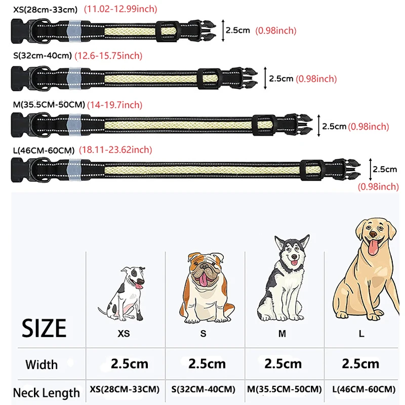 Reflective Dog Collar Electronic Bluetooth App Usb Rechargeable Waterproof LED Luminous Collar For Dogs Pets Small Large Breed