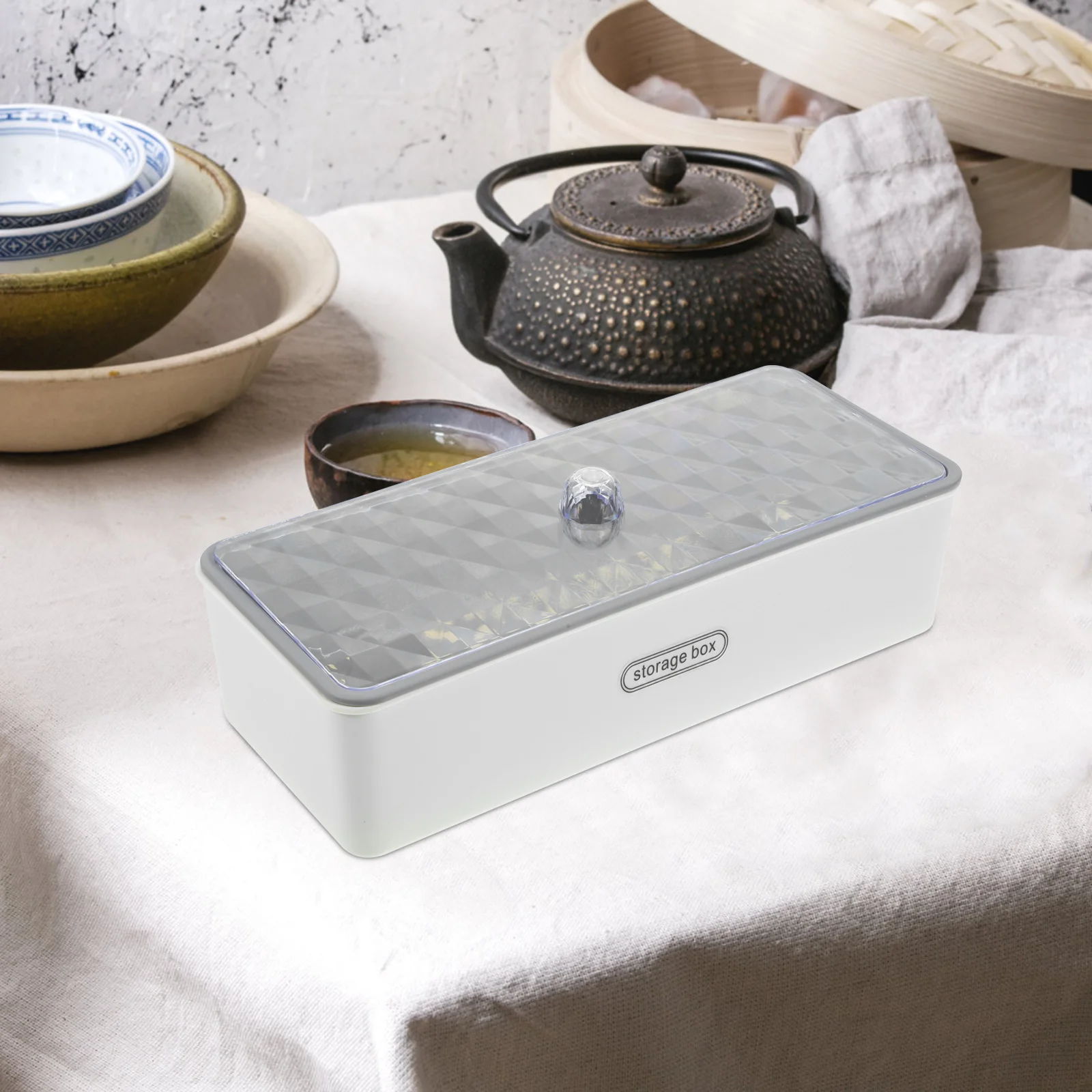 

Cutlery Box With Lid Draining Design Scratch-Resistant Countertop Utensil Storage Case Household Kitchen Organizer