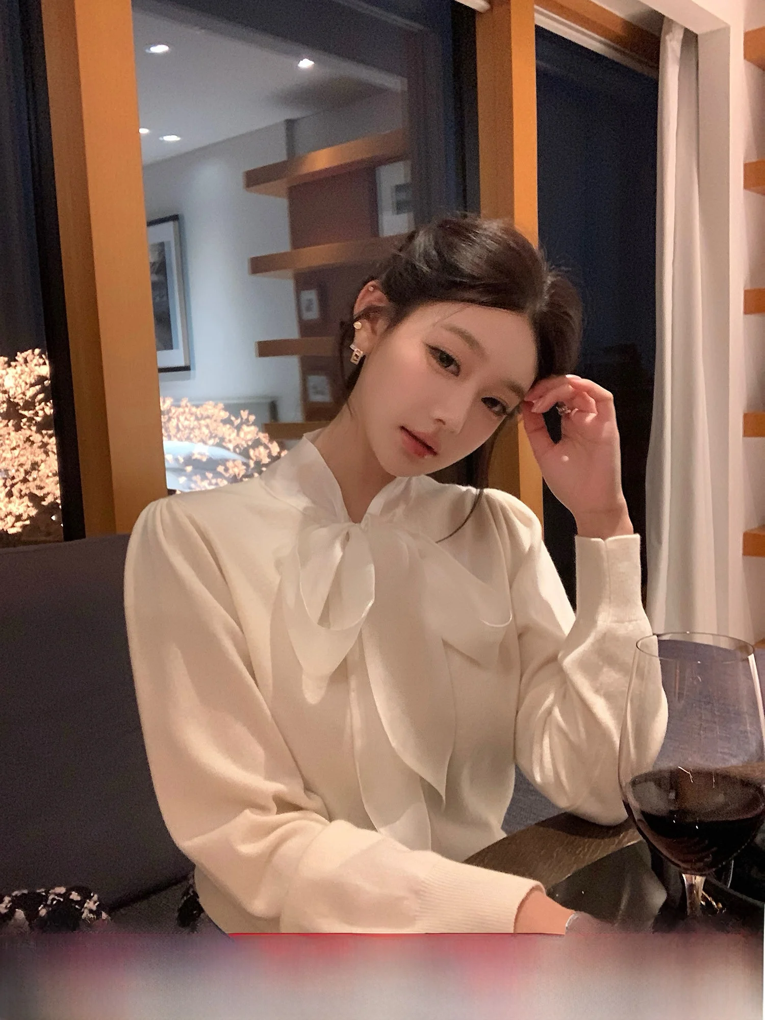 

Ele Knot Silk Scarf Knitted Woolen Cardigan Korean Sle Long Sve Regular Fit Winter Faion Ladies Sweater