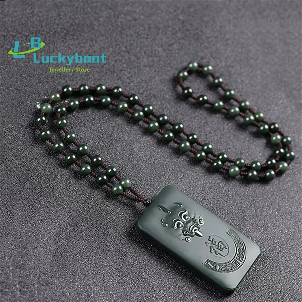 Xinjiang Hetian a Fine Pixiu Fushou Double Men's And Women's  Jade Peita Sapphire Pendant Blessing Brand