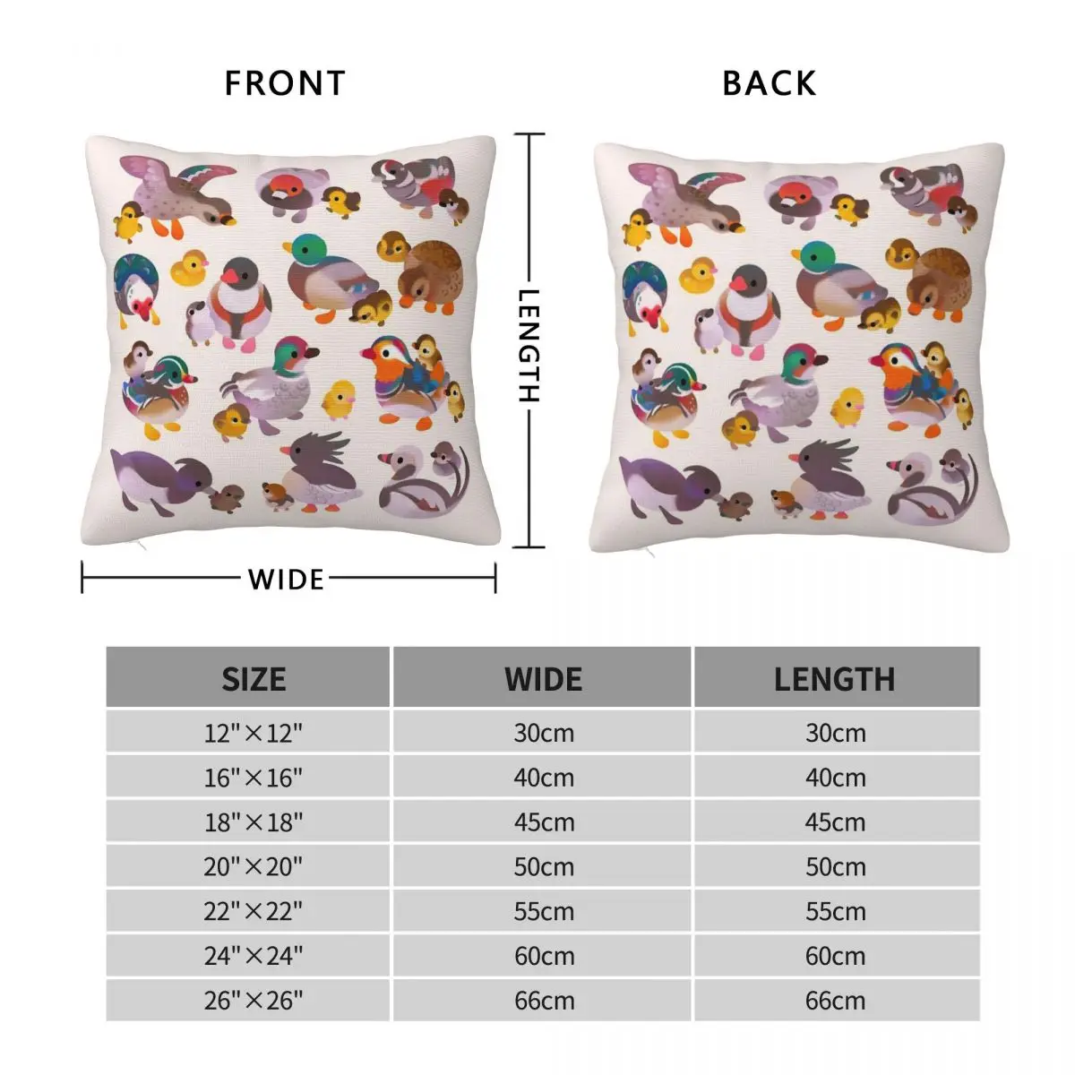 Duck And Duckling Square Pillowcase Polyester Linen Velvet Pattern Zip Decor Throw Pillow Case Room Cushion Cover 45x45