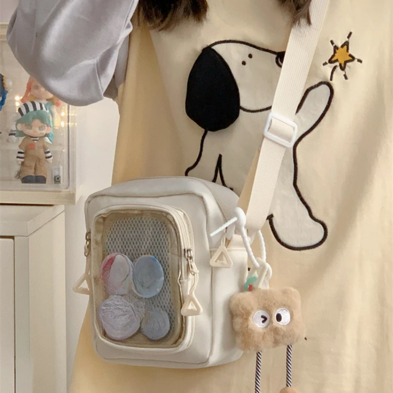 

Y2K Mini Itabag Women Korean Casual Crossbody Bags Transparent Pocket Small Shoulder Bag Purses and Phone Ita Bag DIY Bag