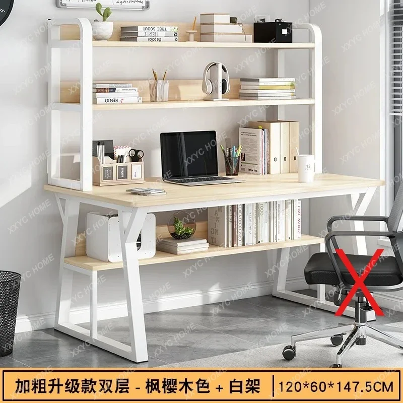 X-S  Computer Desk Office Desk  Student Writing Desk Bookshelf Attached Foldable Compact Space HG