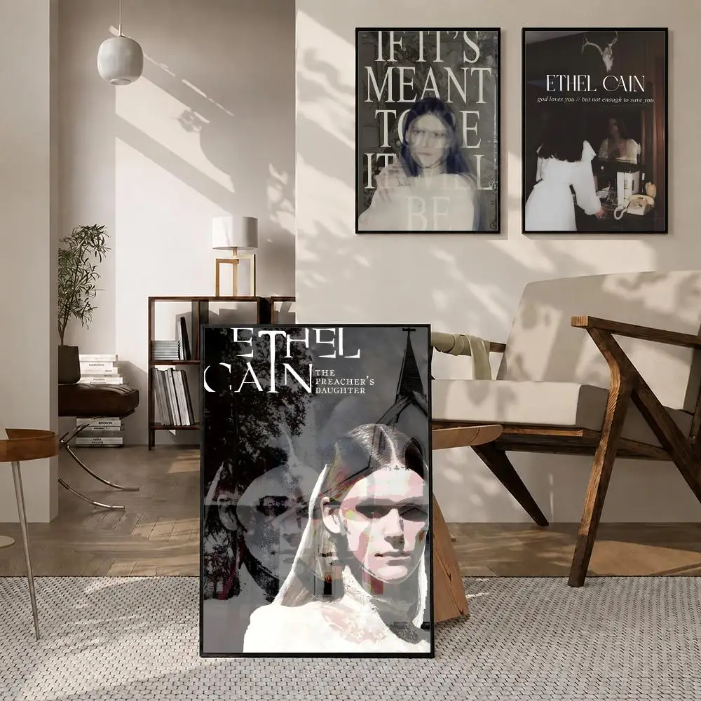 Singer Ethel Cain Poster Self‑Adhesive Waterproof PP Poster Coffee House Bar Wall Art Sticker Room Home Decor