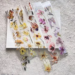 Vintage Colorful Leaves Flowers Washi PET Tape for Card Making Planner DIY Scrapbooking Plan Decorative Sticker