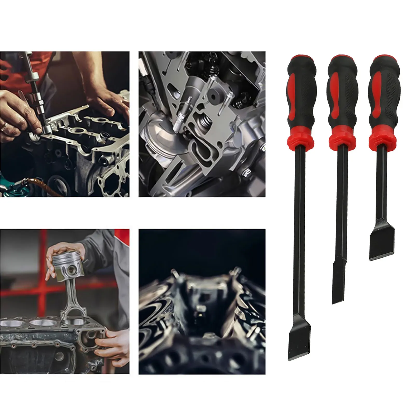 3pcs Car Cylinder Scraper Cleaning Scraper Cylinder Head Sealant Car Cylinder Scraper Metal Head Rust-proof Material