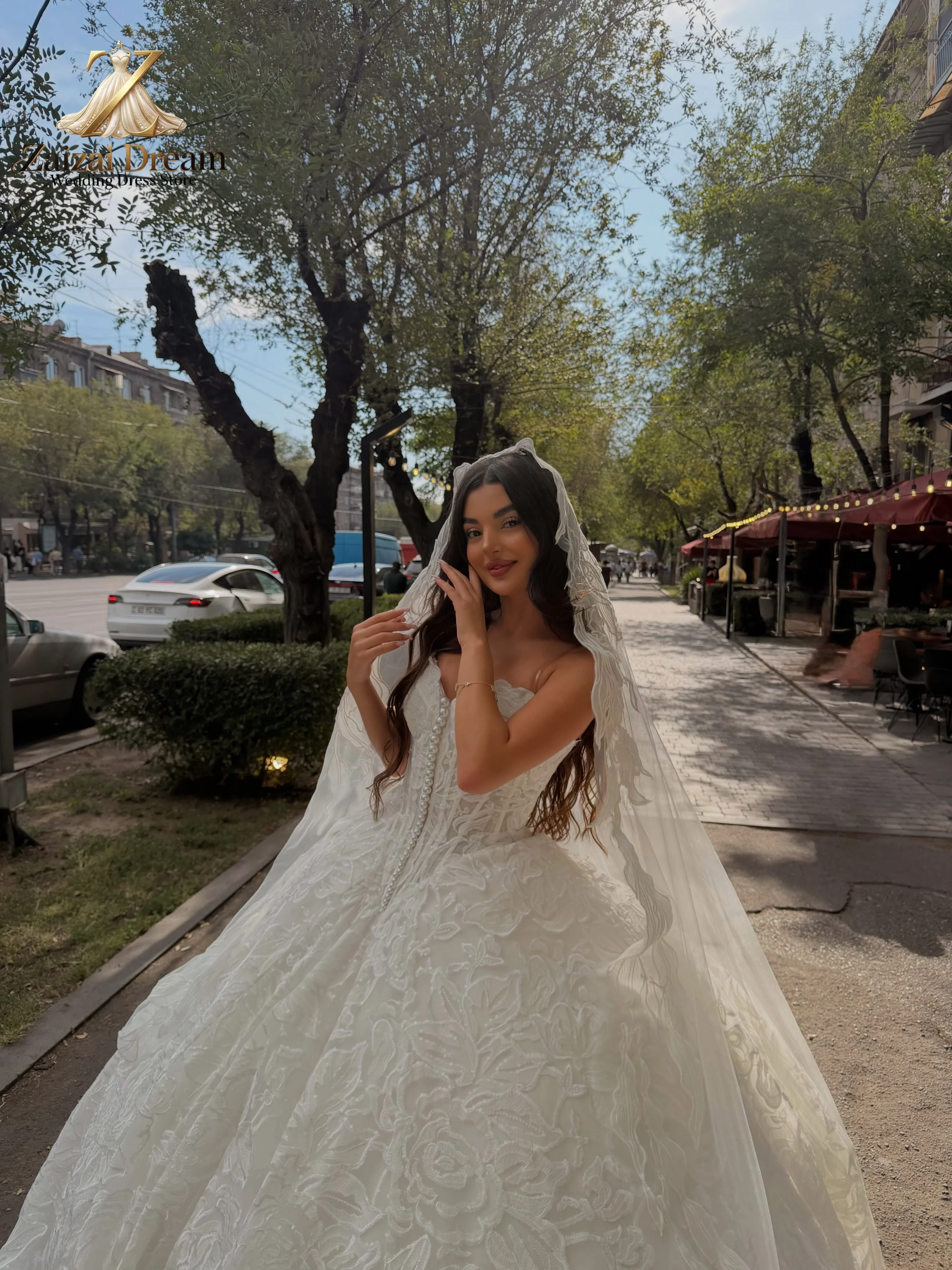 Customzied Luxury Strapless Ball Gown Wedding Dress Sweetheart Neck Floral Jacquard Princess Bridal Gown Vestido De Novia