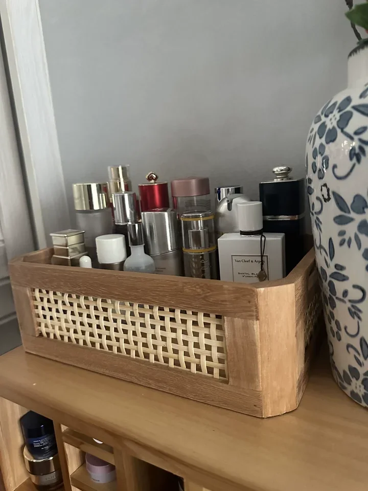 Solid Wood Storage Baskets Retro Rattan Baskets Living Rooms Book Organizers Snack Storage Basket Hand-woven