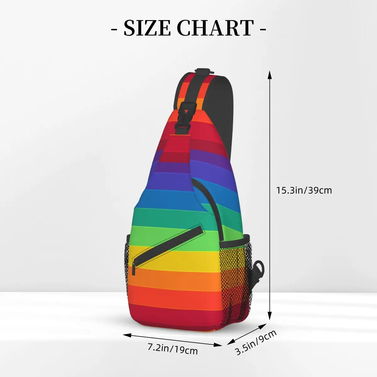 레인보우 패턴 소형 슬링 백, 가슴 크로스바디 숄더 배낭, 야외 스포츠 데이팩, 다채로운 패션 사첼