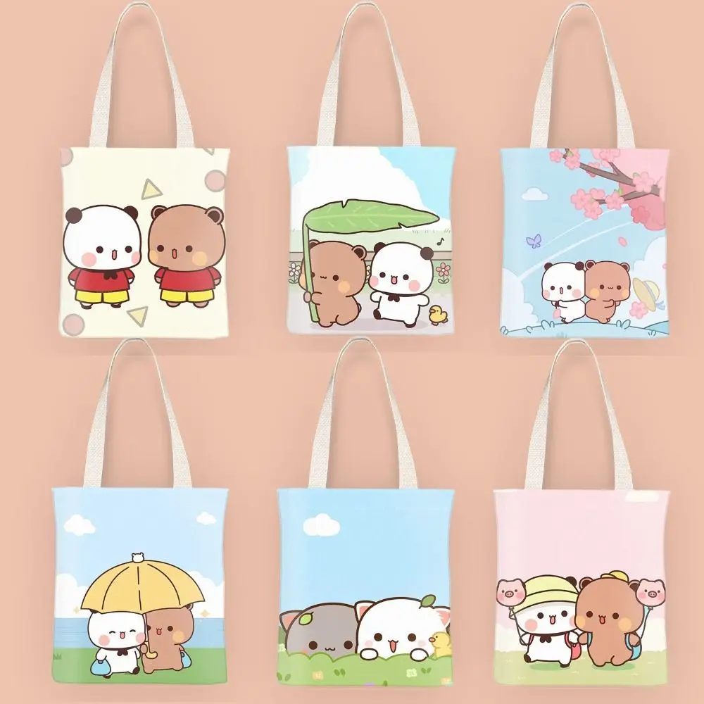 Gifts Large Capacity Cute Tote Bag Portable Bubu Dudu Panda Bear Couple Handbag Class File Bag Niche Cartoon Canvas Bags