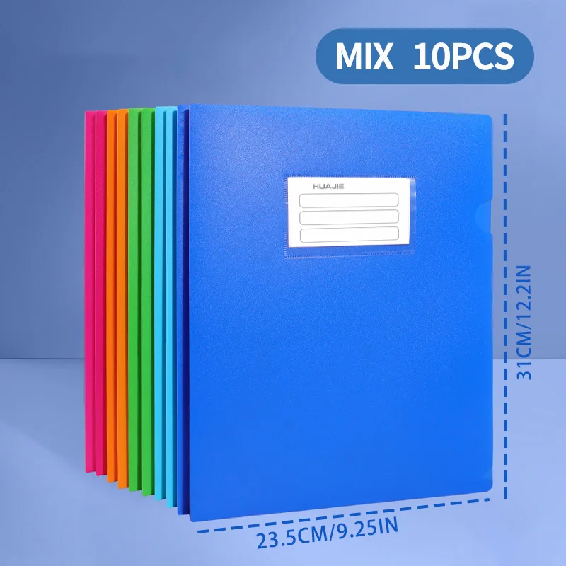 Huajie 10 عبوات من غطاء حماية سميك على شكل حرف L مكون من صفحتين من مادة Pp مقاومة للاهتراء ومتينة من ملف تقرير A4 مناسبة لاجتماعات المكتب والكلام وعقد المشروع التجاري