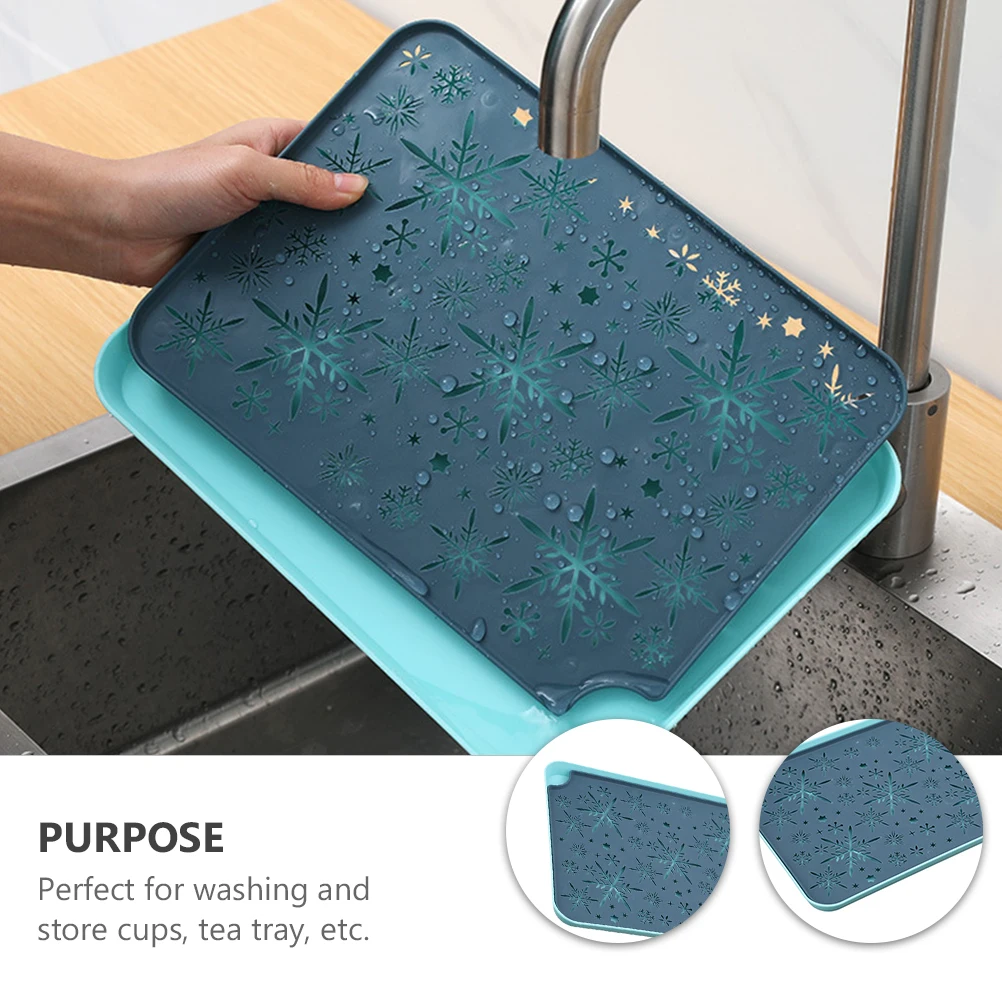 

2pcs Rectangular Teaboard Double Layer Drain Kitchen Storage Rack For Cups Bowls Fruits Vegetables Cup Drain Tray Drying Mat Tea